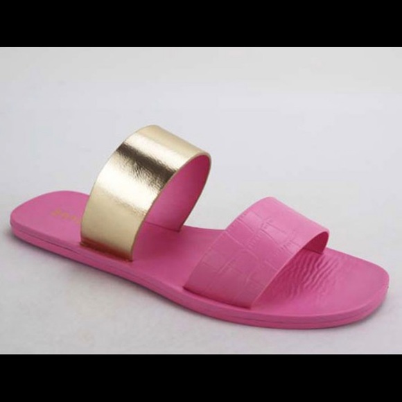 Pink & Gold Double Strap Sandal Slides - Picture 5 of 5